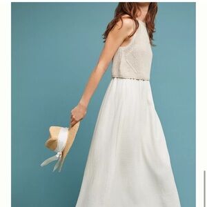 Anthropologie Sleeveless Cream Sweater Twofer Maxi Dress
